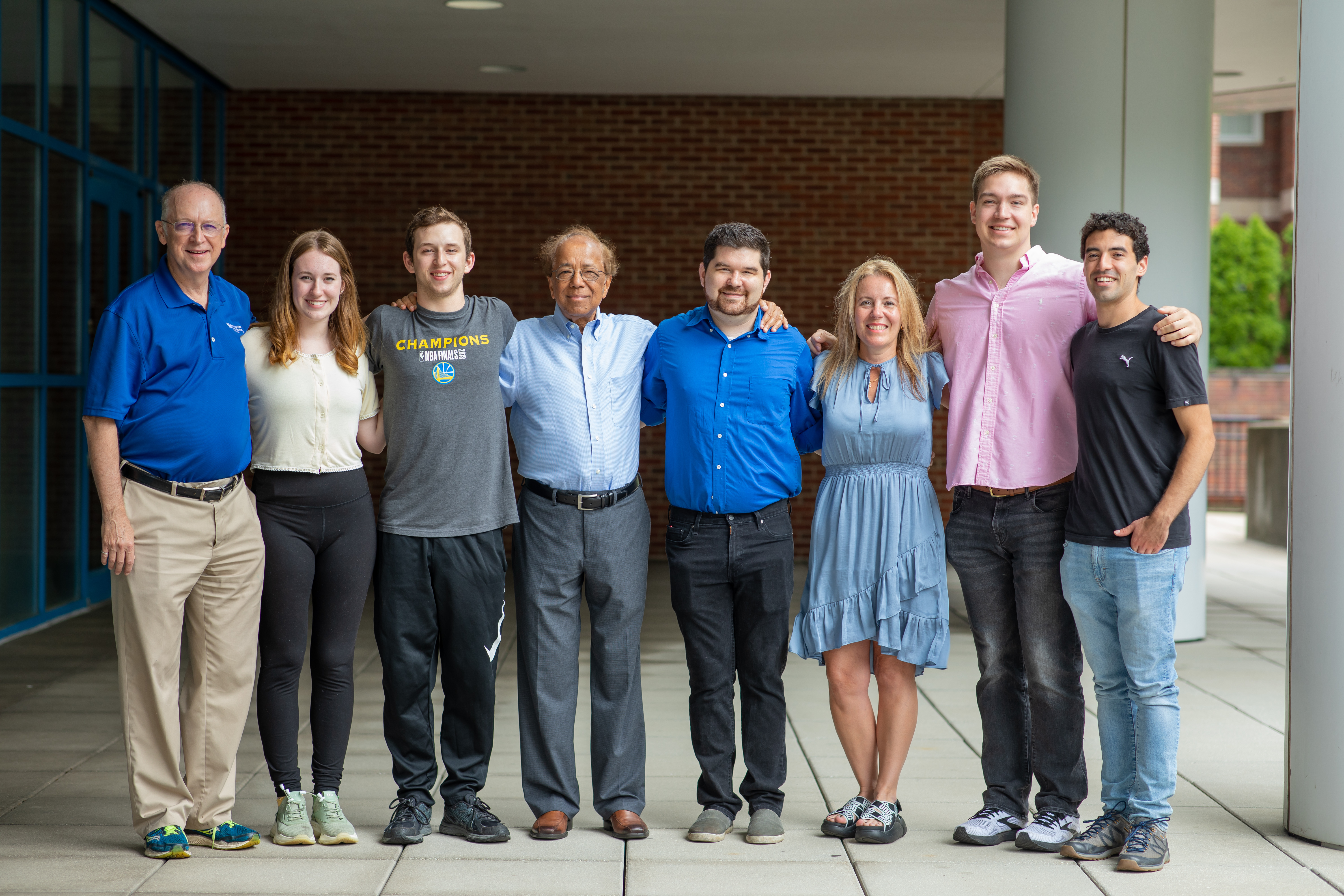 DB's Superfund Research Team from left: Lindell Ormsbee, Natalie Harris, Ronald J. Vogel, DB, Kevin Baldridge, Isabel Escobar, Rollie Mills and Francisco Leniz. Photo by Pigman College.